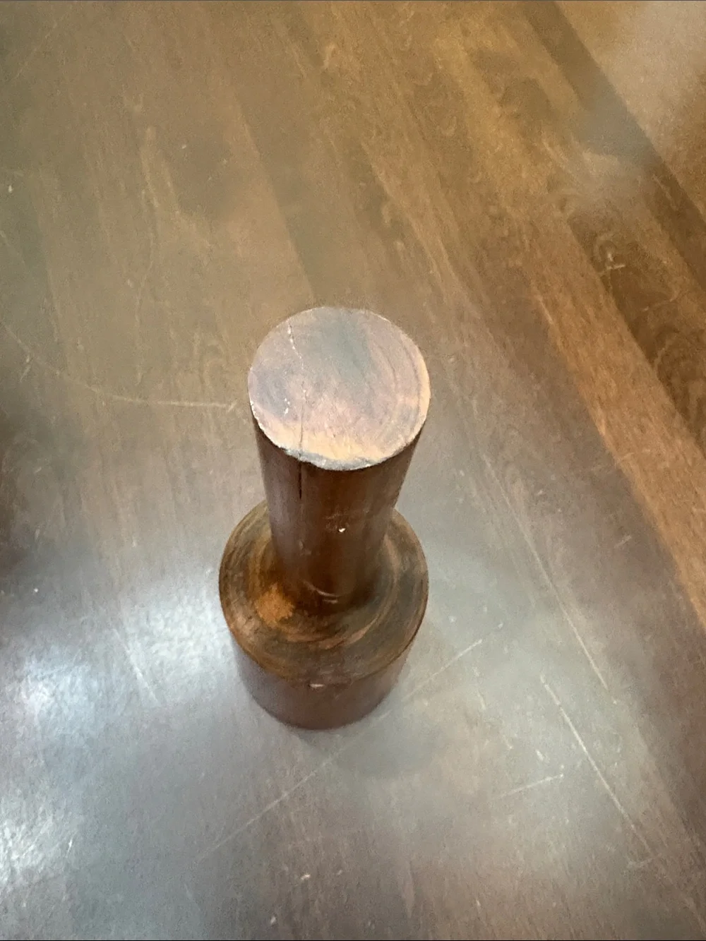Elegant handturned dark wood vintage kitchen pestle or masher